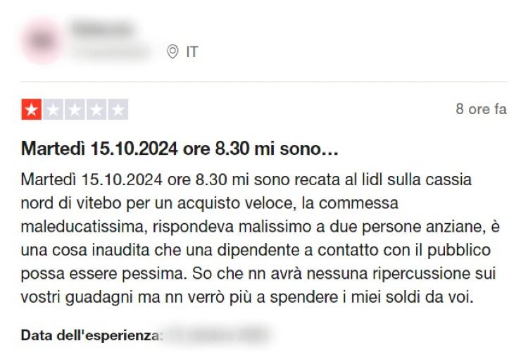 Cliente insoddisfatto spara a zero su Lidl